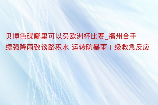 贝博色碟哪里可以买欧洲杯比赛_福州合手续强降雨致谈路积水 运转防暴雨Ⅰ级救急反应